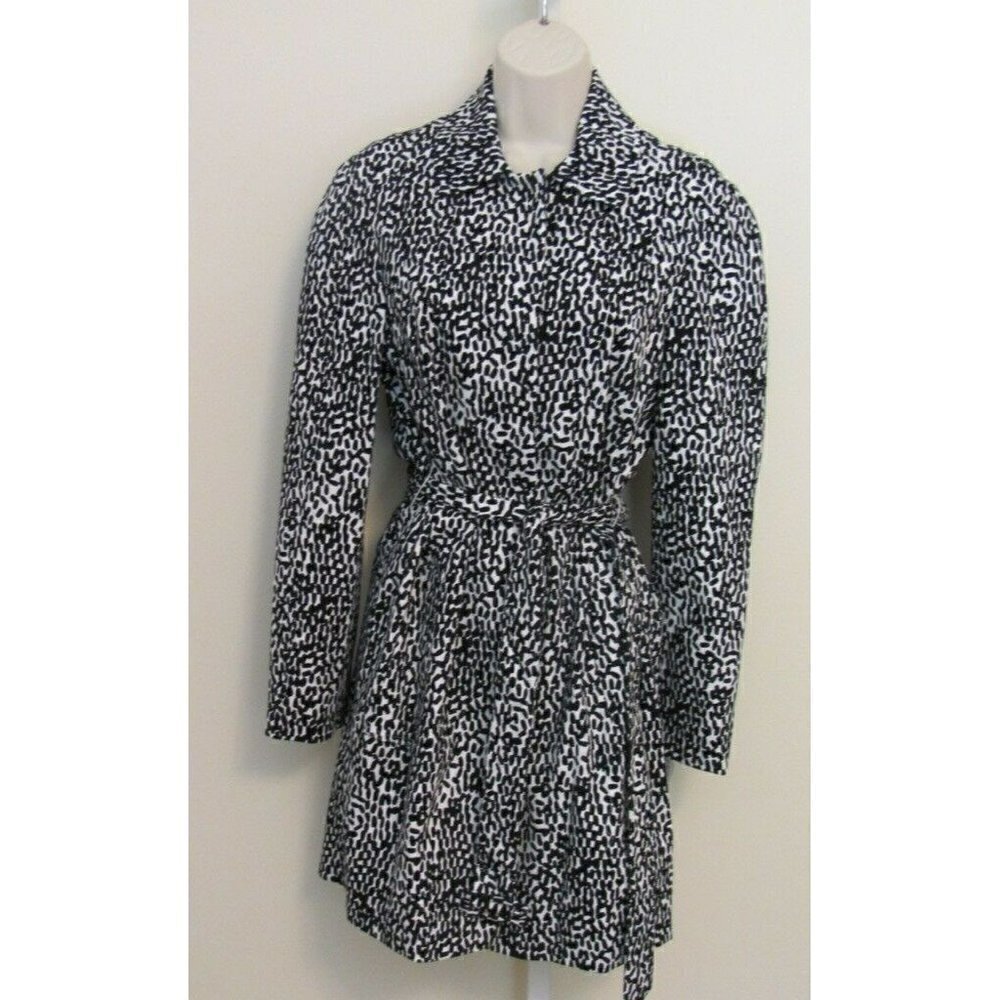 DVF Diane von Furstenberg Lennon small marks black white coat jacket belt new 2